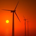 3d wind turbines producing energy in sea