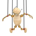 3d wood man suspended on laces Royalty Free Stock Photo