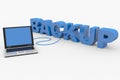 3D word BACKUP and connected laptop