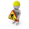 3d worker with 'under construction' sign