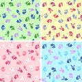 4 colors seamless flowers