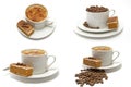 4 Cups of Cappachino coffee with Coffee Cake