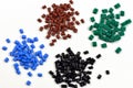4 dyed polymer resins Royalty Free Stock Photo