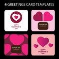 4 Greeting Cards: Valentine's Day