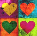 4 grunge hearts Royalty Free Stock Photo