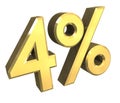 4 percent in gold (3D) Royalty Free Stock Photo