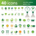 40 icons: eco, bio, nature, green, misc