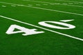 40 Yard Line on American Football Field Royalty Free Stock Photo