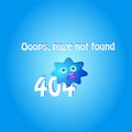 404 error page with blue character