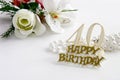 40th Birthday sign with pearls and silk rose