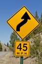 45 MPH Curve Sign Royalty Free Stock Photo