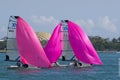 49erFXs downwind at ISAF World Cup Series in Miami Royalty Free Stock Photo