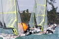 49ers crowd the mark at ISAF World Sailing Cup Miami (2013)