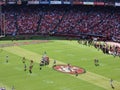 49ers Quarterback sets to throw football Royalty Free Stock Photo