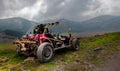 4wd buggy for extreme off-road shot on mountain