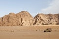 4x4 truck in desert - Wadi Rum, Jordan Royalty Free Stock Photo