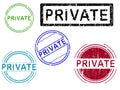 5 Grunge effect Office Stamps - PRIVATE Royalty Free Stock Photo