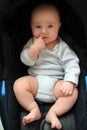 5 months old baby boy in a seat Royalty Free Stock Photo