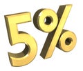 5 percent in gold (3D) Royalty Free Stock Photo