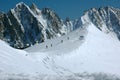 5 Skiers on the Arret du Midi Royalty Free Stock Photo
