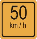 50 km/hr speed limit sign Royalty Free Stock Photo