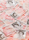 50 pound sterling bank notes background Royalty Free Stock Photo