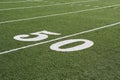 50 Yard Line On American Football Field Royalty Free Stock Photo