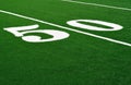 50 Yard Line on American Football Field Royalty Free Stock Photo