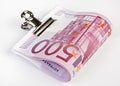 500 Euro bank notes fasten with paper clip