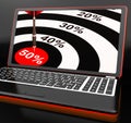 50Percent On Laptop Showing Big Promotions Royalty Free Stock Photo