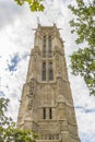 52 m Saint-Jacques Tower on Rivoli street. Paris. Royalty Free Stock Photo