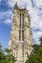 52 m Saint-Jacques Tower on Rivoli street. Paris. Royalty Free Stock Photo