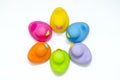 6 different colors bathroom ducks get together Royalty Free Stock Photo
