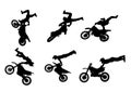 6 high quality freestyle motocross silhouettes Royalty Free Stock Photo