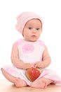 6 months baby and apple Royalty Free Stock Photo