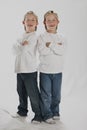 6 Years old boys, twins wearing a baseball hats Royalty Free Stock Photo