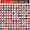 60x2 shiny Medical icons, button Royalty Free Stock Photo