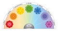 7 Chakras Color Chart / Semicircle with Mandalas