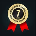 7 days money back guarantee, golden premium vector badge