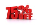 75% Percent off promotional sign