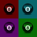 8 ball, colored abstract background