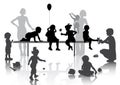 8 children playing with some toys Royalty Free Stock Photo