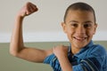 9 Year Old Boy Showing Off His Muscles