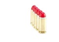 9mm Shock rounds / bullets lined up Royalty Free Stock Photo