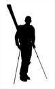 A13 Hiking skier silhouette Royalty Free Stock Photo