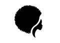 African American woman face profile. Logo women profile silhouette with fashion curly afro hair style concept, vector isolated Royalty Free Stock Photo