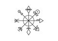 First Pentacle of Venus, seals magical talisman. Sacred geometry. Vegvisir compass mystical Characters of Venus amulet, tattoo art