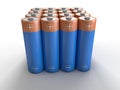 AA batteries in rows