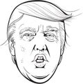 Donald Trump portrait illustration, line art vector Royalty Free Stock Photo