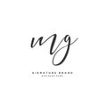 M G MG Initial letter handwriting and signature logo concept design
